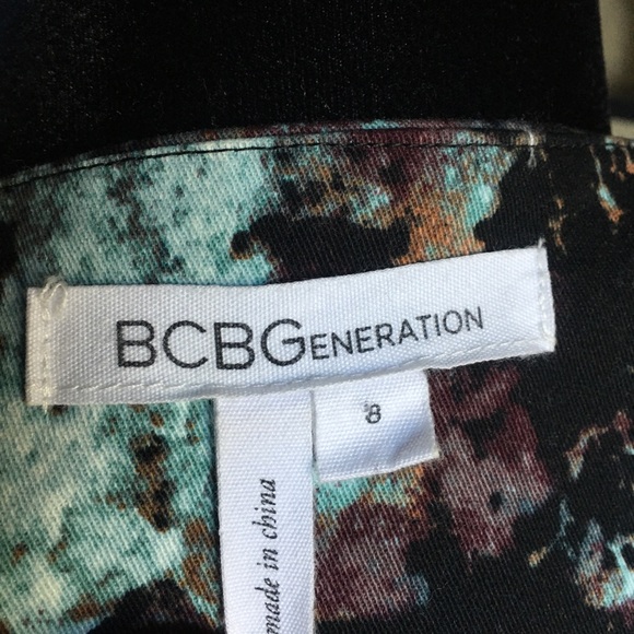 BCBGeneration Zip Front Dress Brûlée Pleated Mini Dress Multicolor Blue Brown - Picture 7 of 11